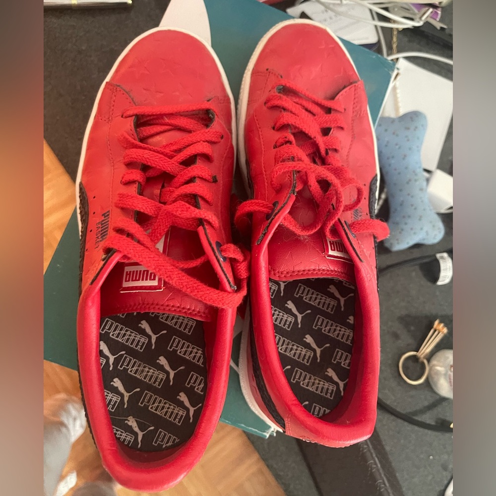 New red puma sneakers